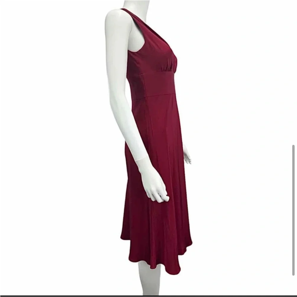 J CREW Women’s Burgundy Wrap Front Side Zipped Lined Sleeveless Tank Silk Dress